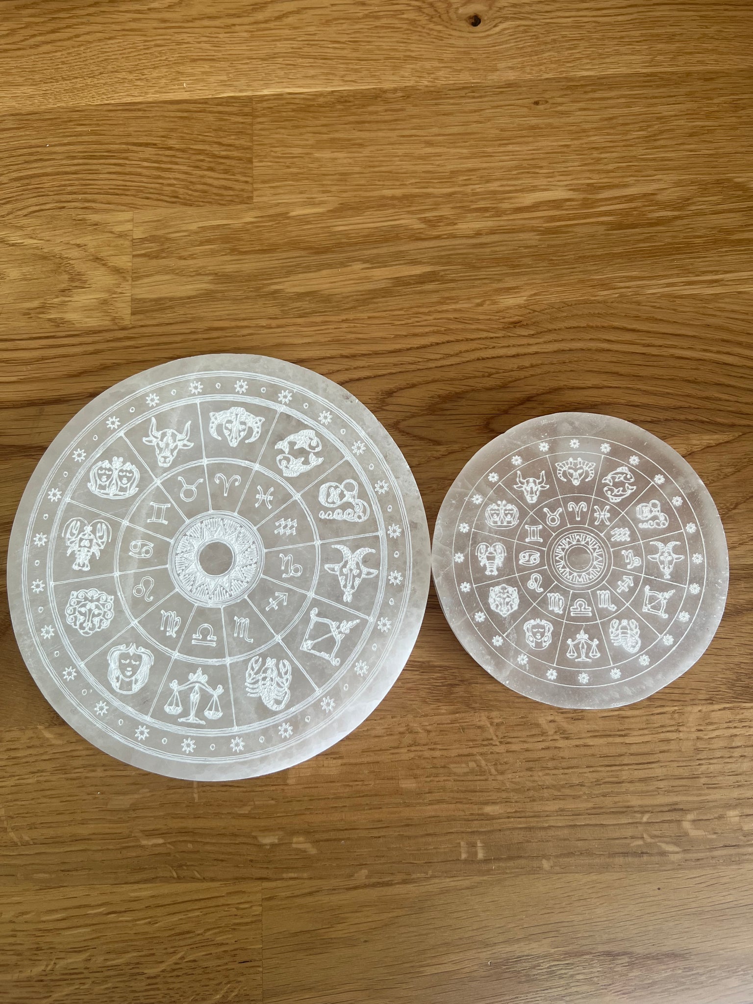 Selenite Zodiac Disc