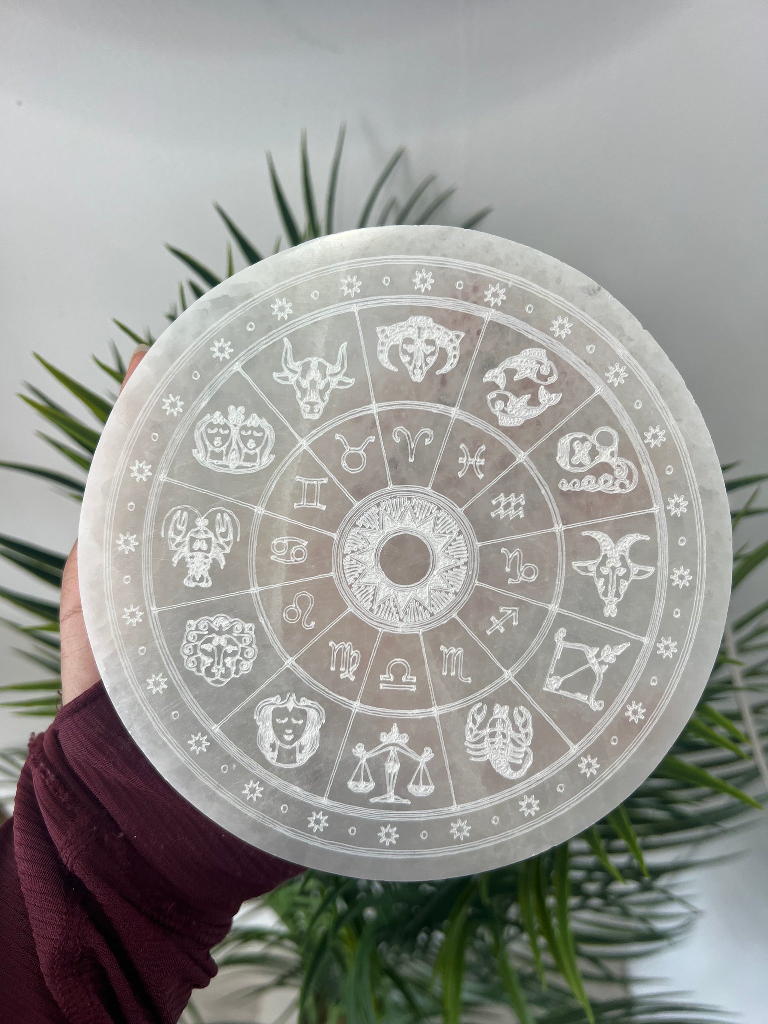 Selenite Zodiac Disc