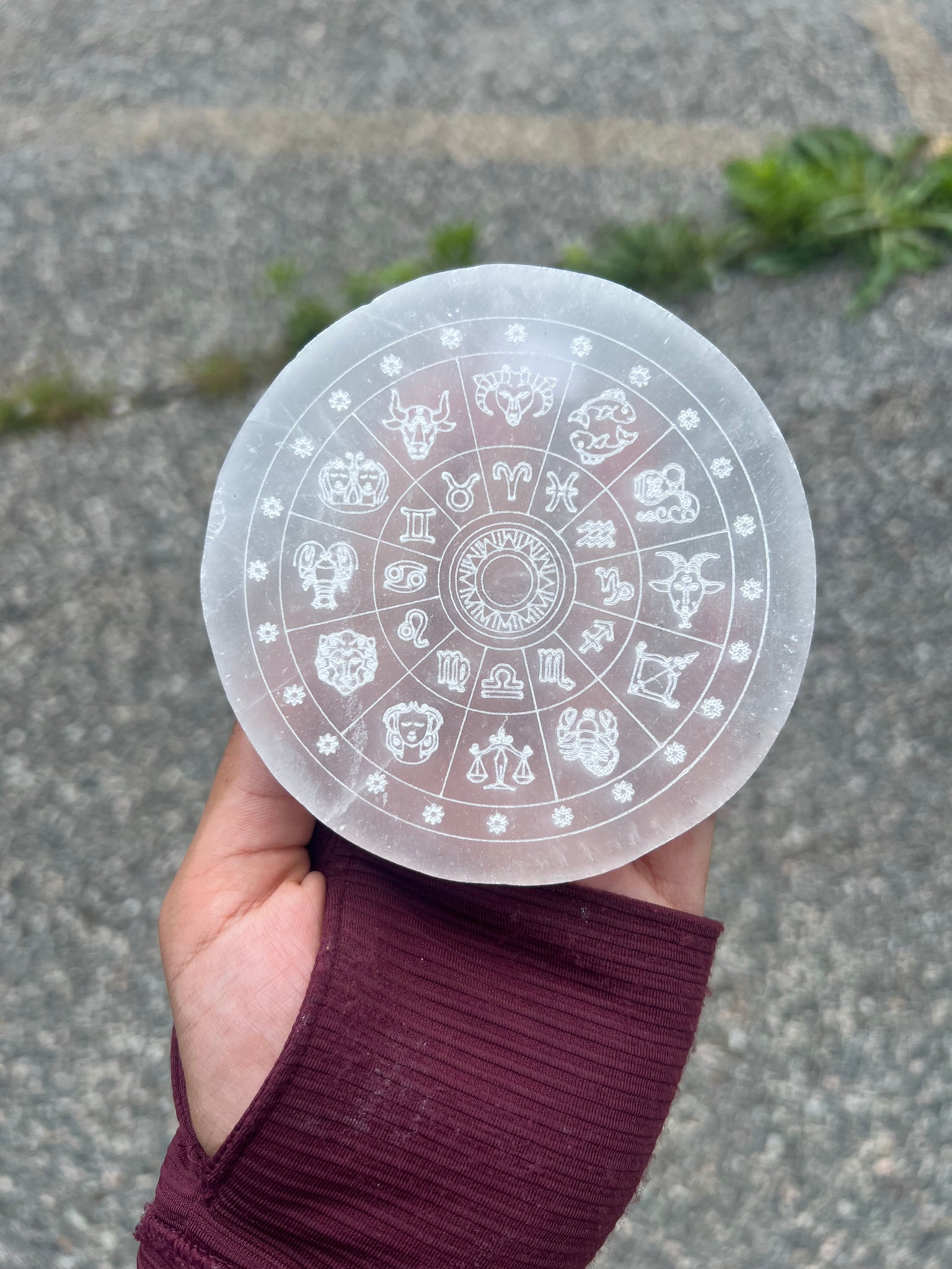 Selenite Zodiac Disc