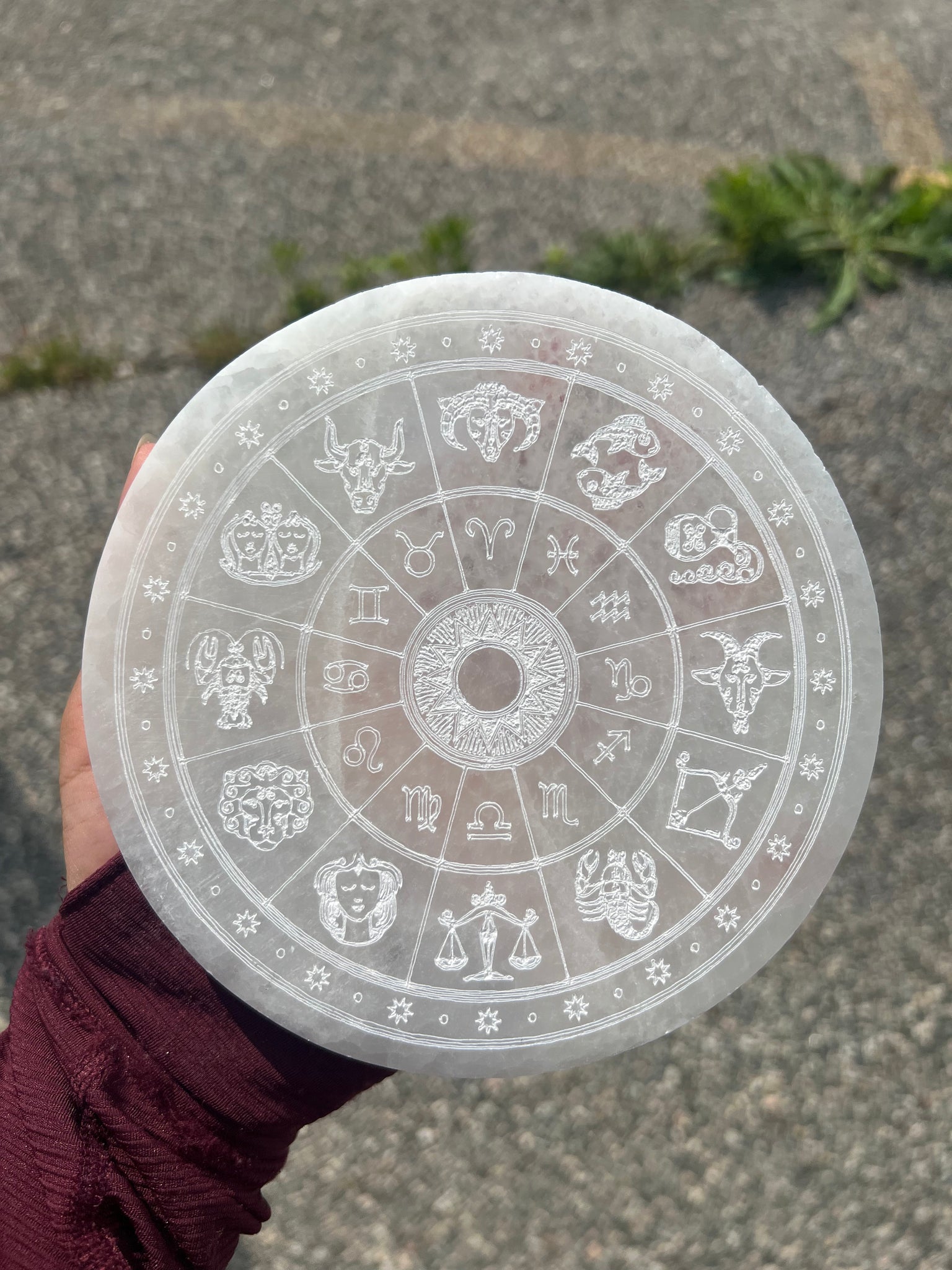 Selenite Zodiac Disc