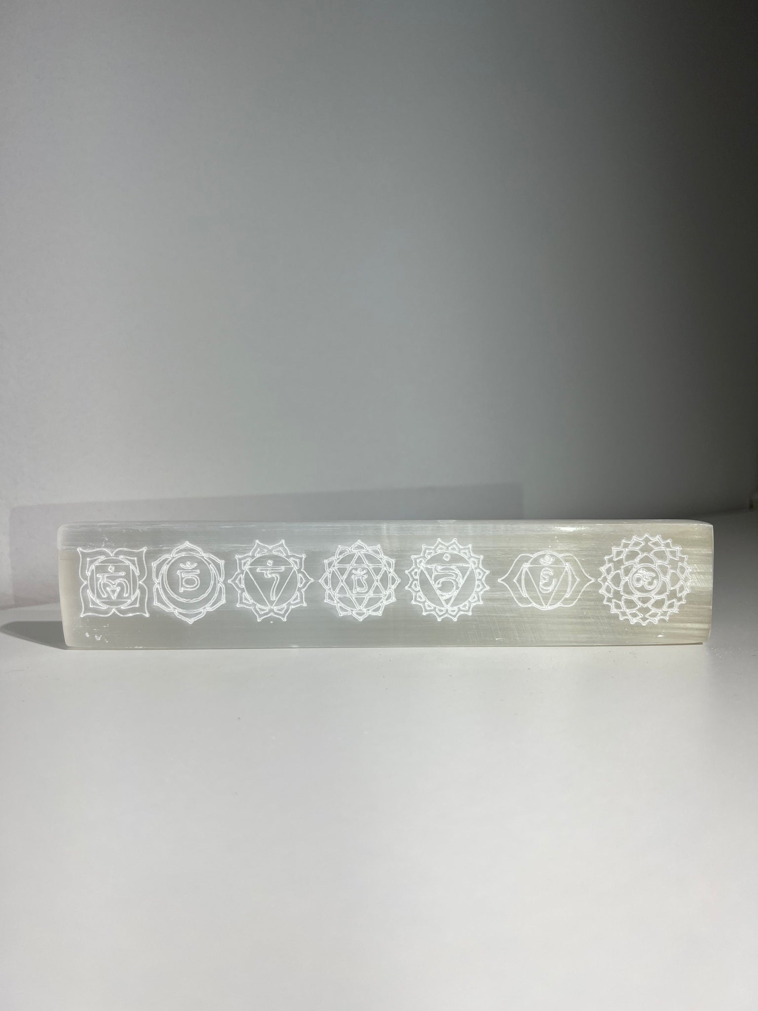 Selenite Bar  |  Engraved Chakras